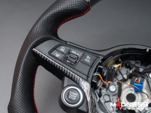 Alfa Romeo Giulia Custom Steering Wheel - Carbon Fiber - Round Top/ Flat Bottom - w/ Italian Stripe - Non QV Models - Alcantara